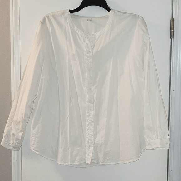 Old Navy Tops - Old Navy Ruffle Trim Button Up Blouse, XXL, White